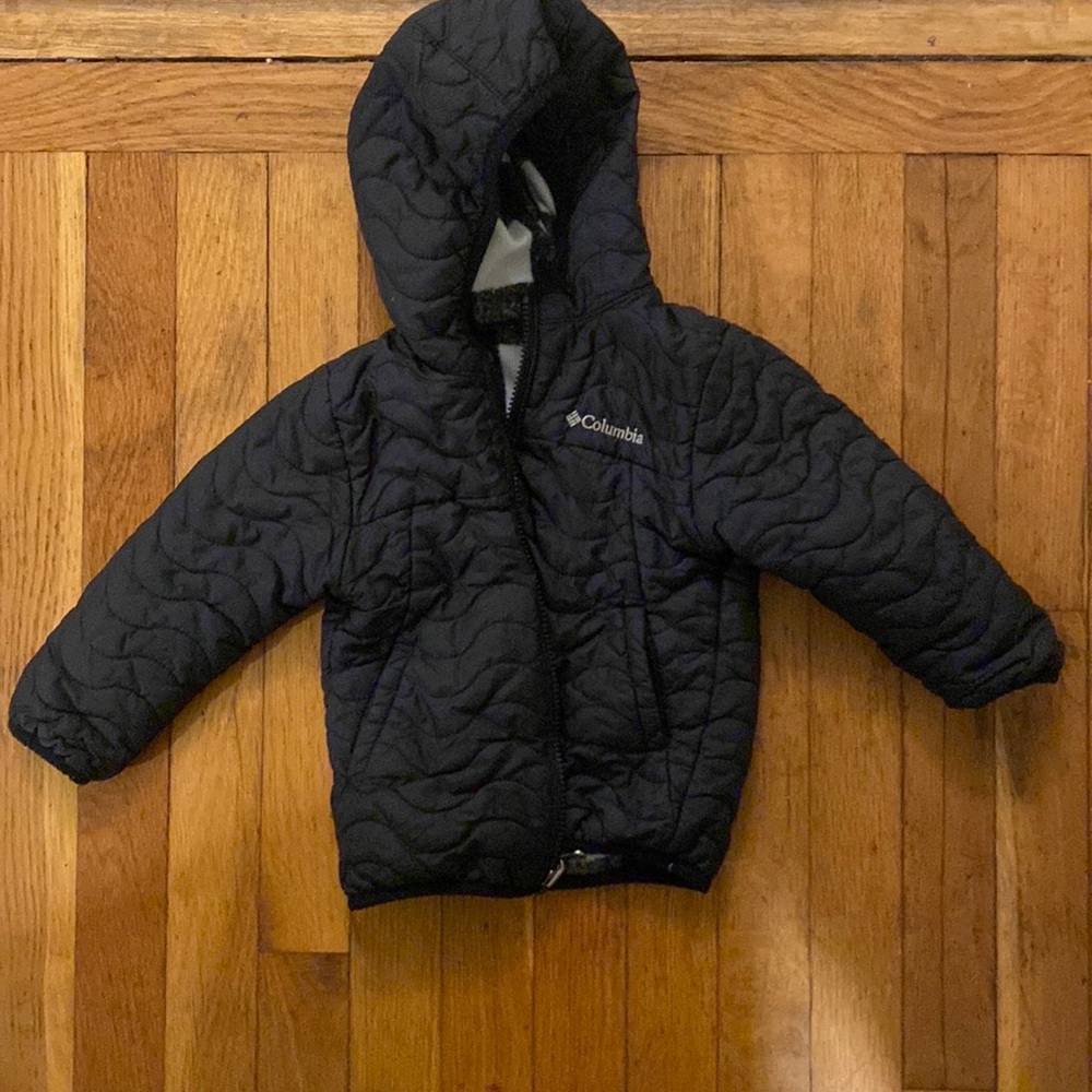 Colombia jacket size 18-24 months. Lightweight but warm!